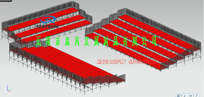 三面围栏看台 整体设计效果图  高低观众台设计图